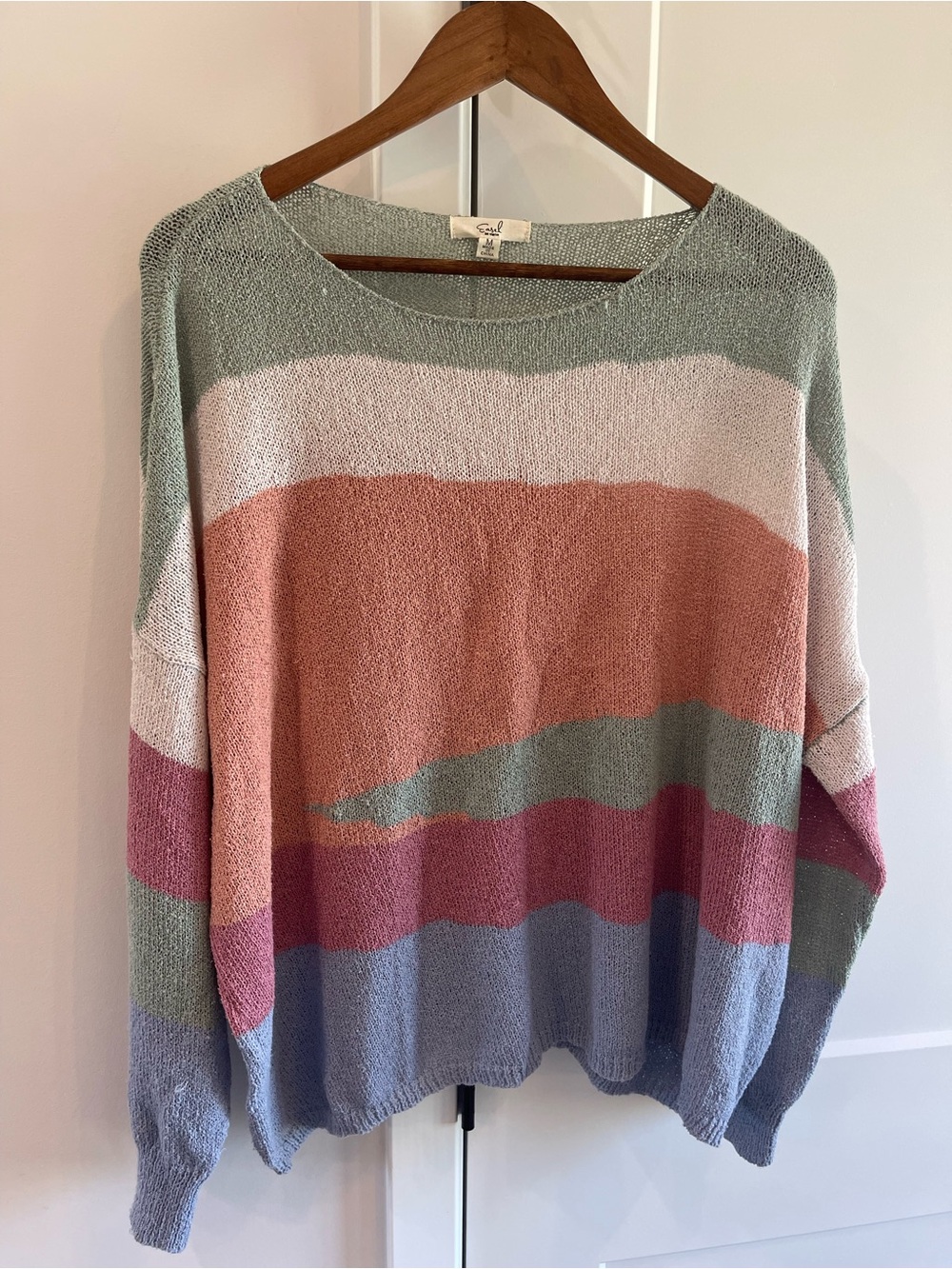 Easel Striped Pastel Sweater - Multicolor